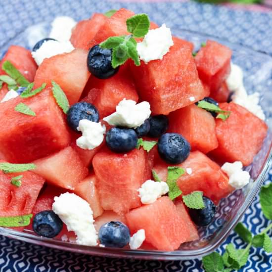 Watermelon Blueberry Feta Salad
