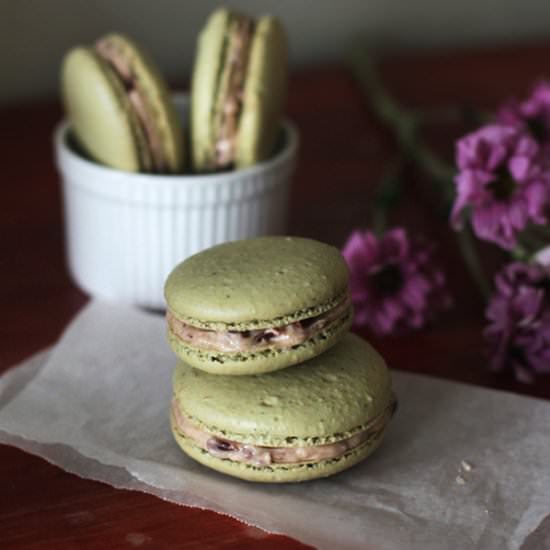 Matcha Macarons & Red Bean Filling
