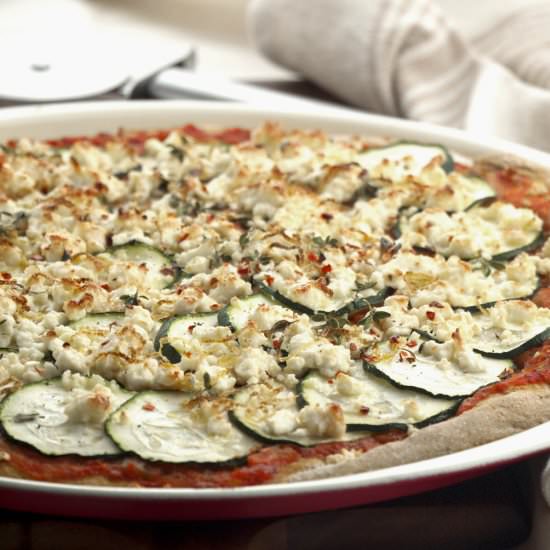 Spicy Courgette, Lemon & Feta Pizza