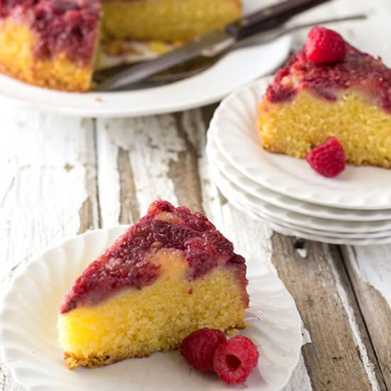 Raspberry Cornmeal Upside Down Cake