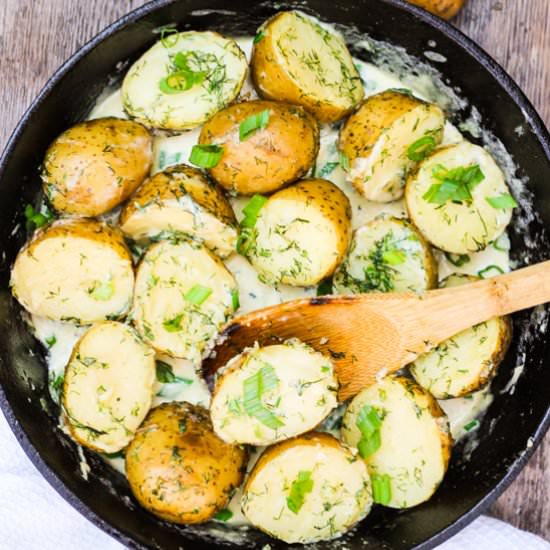 New Dill Potatoes with Cream