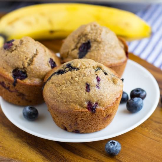 Healthy Blueberry Banana Muffins
