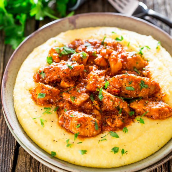 Chicken and Sausage with Polenta