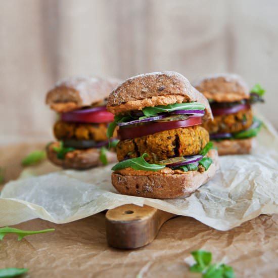 Vegan hokkaido pumpkin burger