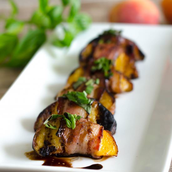 Bacon Wrapped Peaches with Balsamic