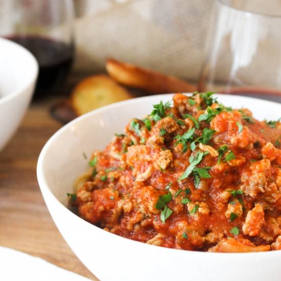 Spicy Turkey Bolognese