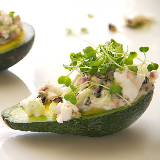 Oil-Poached Halibut & Avocado Salad