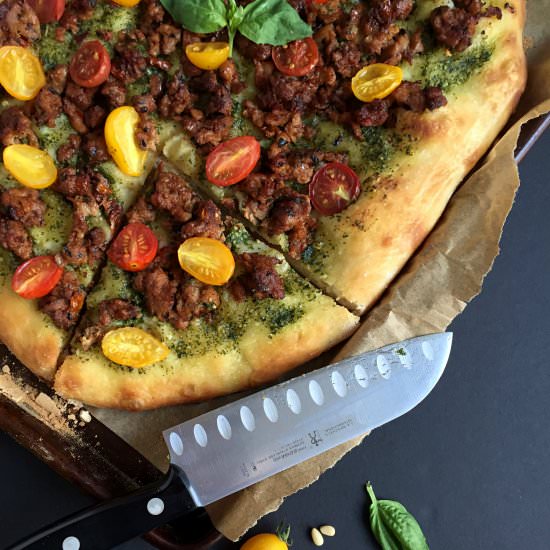 Chicken Sausage Pesto Pizza