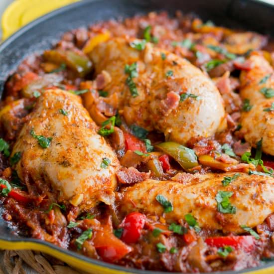 One Skillet Chicken Cacciatore