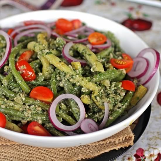 String Beans with Pebbled Pesto