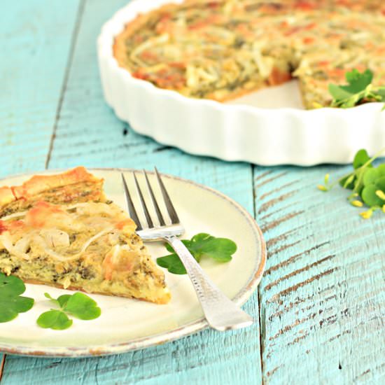 Wood Sorrel and Sweet Onion Tart