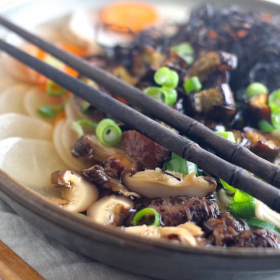 Green Tea Soup w/ Roasted Eggplant