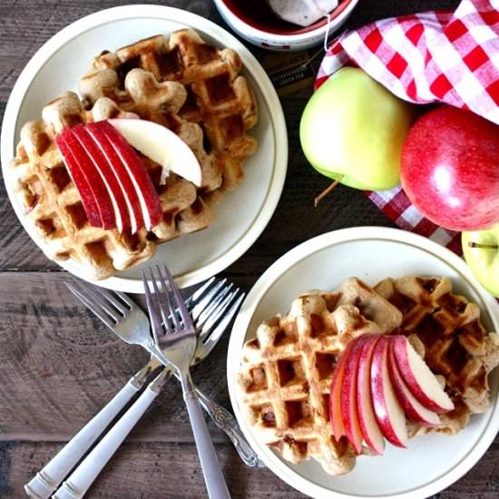 Whole grain cinnamon apple waffles