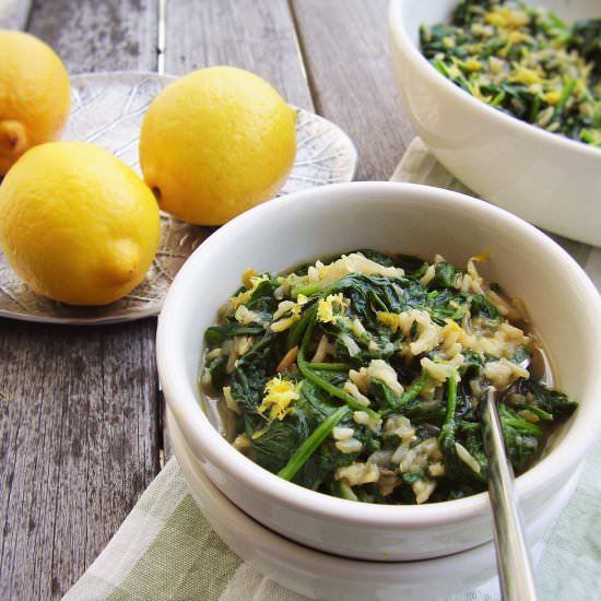 Spanakorizo-style spinach and rice