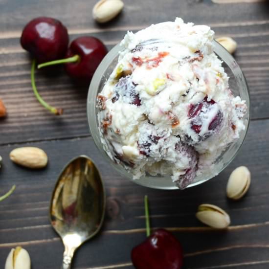 Cherry nougat crunch ice cream