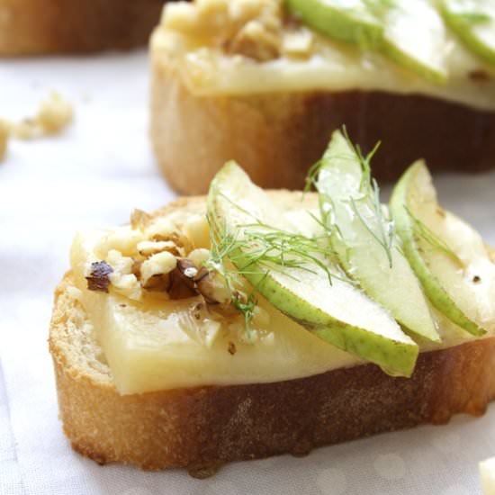 Pear, Parmesan & Honey Crostini