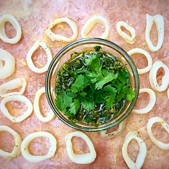 Seared Calamari with Mint Chutney