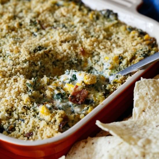 Southwest Corn, Kale, and Bacon Dip