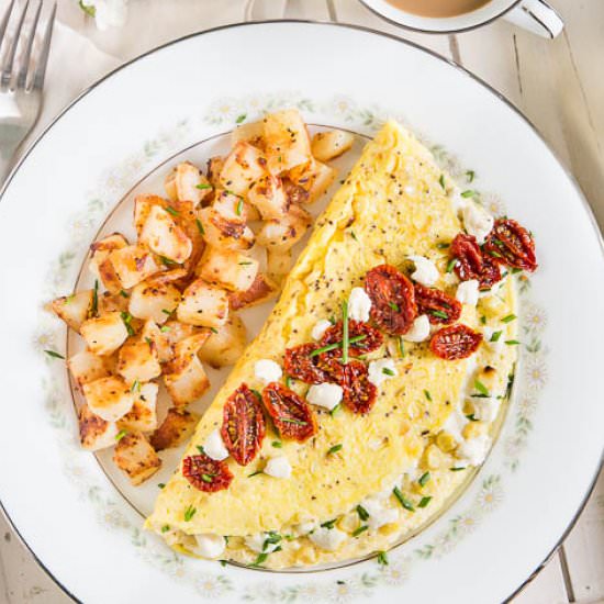 Corn & Goat Cheese Omelette