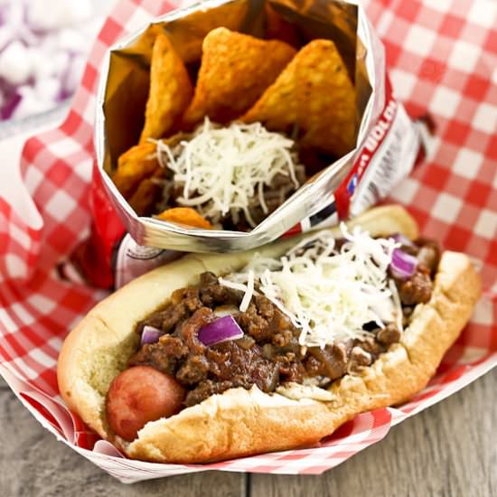 Slow Cooker Chili Dogs Corn Chips
