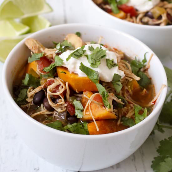 Chicken, Black Bean, Poblano Soup