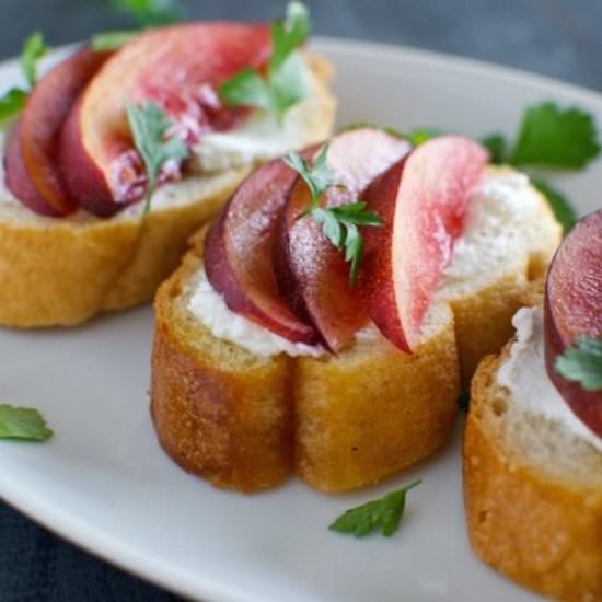 Nectarine and Goat Cheese Crostini