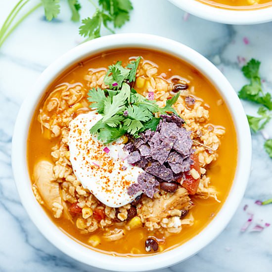 One Pot Mexican Chicken & Rice Soup