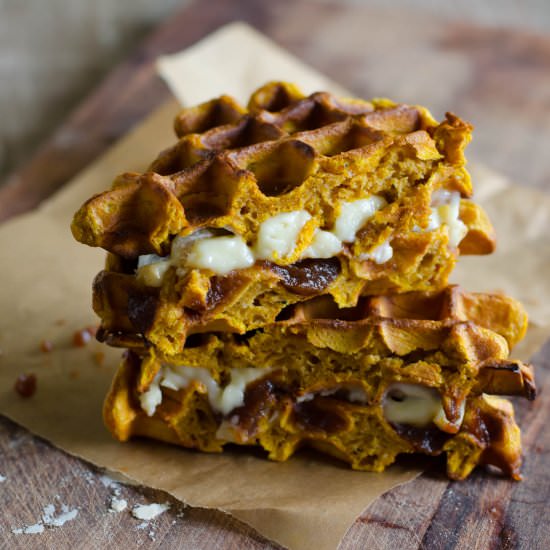 Pumpkin Waffle Sandwich with Brie