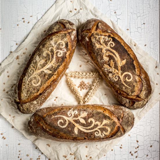 Sourdough Rye Bread with Walnuts