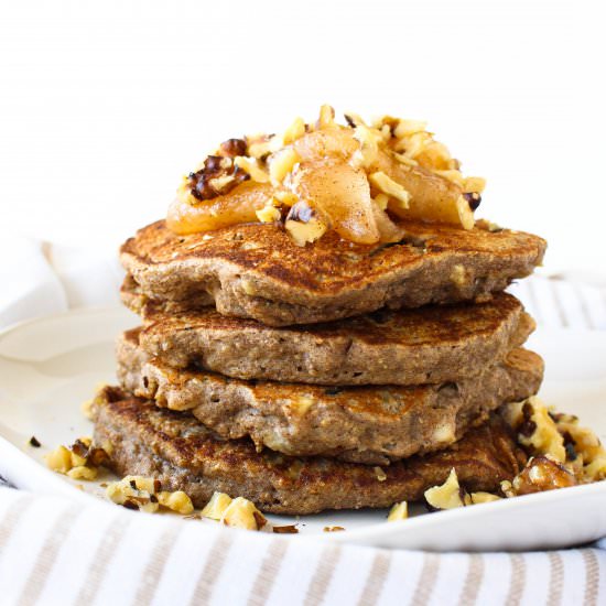 Apple Walnut Buckwheat Pancakes