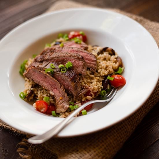 Brown Rice Pilaf With Flank Steak