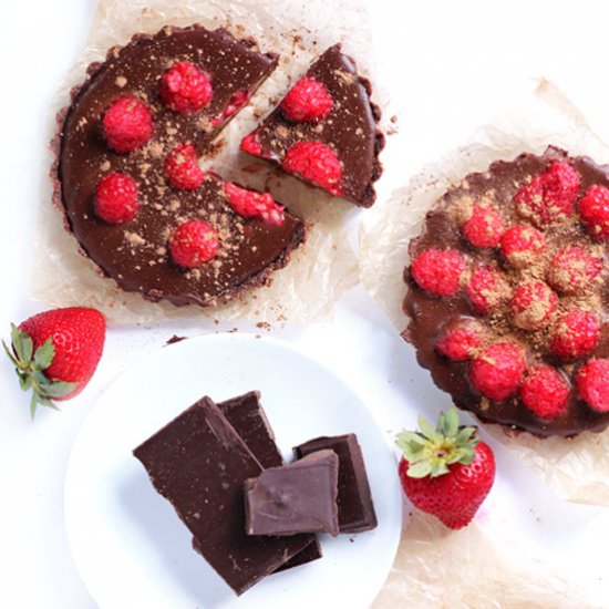 No Bake Chocolate Raspberry Tarts