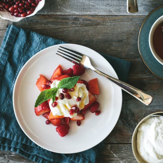 Red Fruit Salad with Honeyed Yogurt
