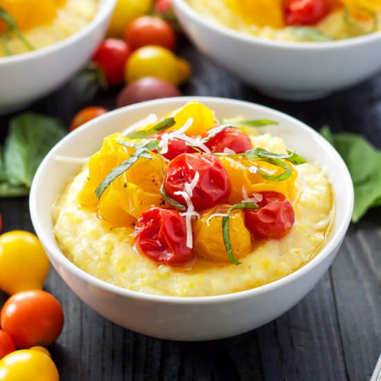 Roasted Tomatoes and Creamy Polenta