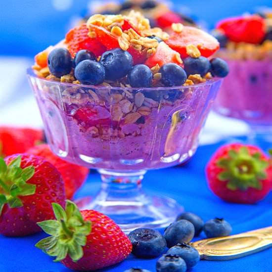 Strawberry and Blueberry Granola Parfait