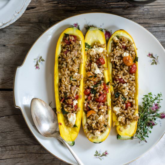Barley & Feta Filled Summer Squash