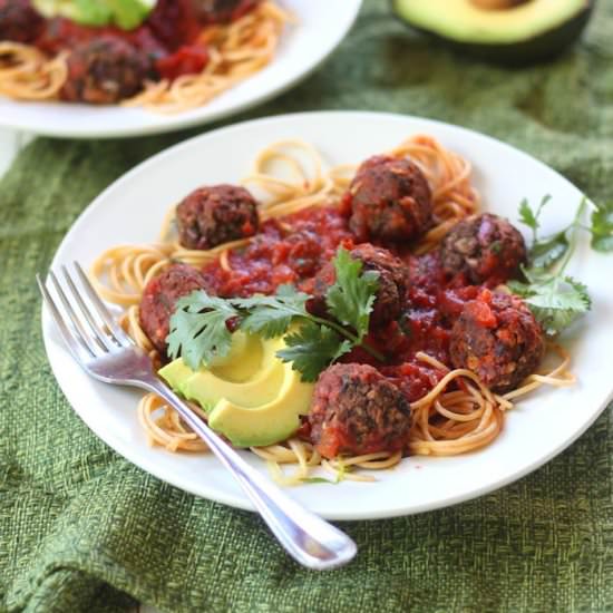 Spaghetti & Black Bean Meatballs