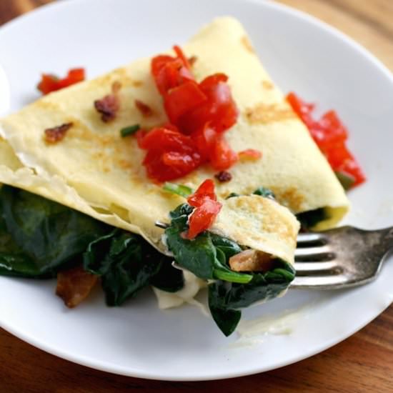 Spinach, Bacon & Brie Crêpes