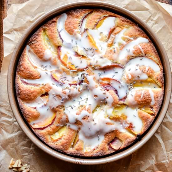 Lavender Peach Cake with Walnuts
