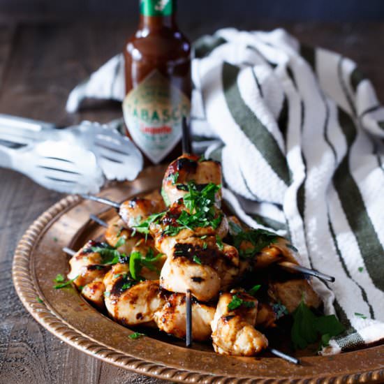 Spicy Honey Chicken Kebabs