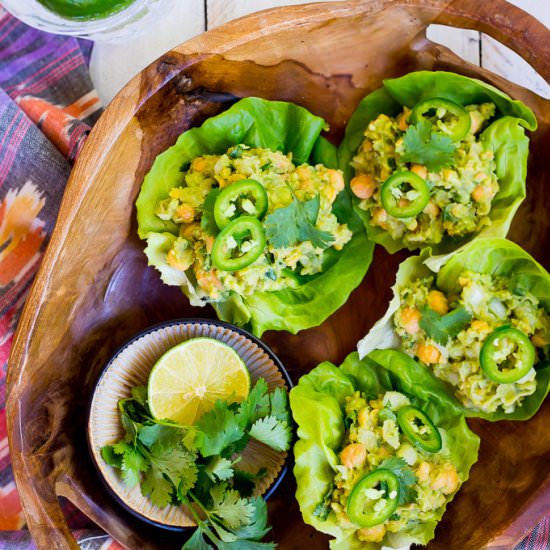 Chickpea Avocado Lettuce Wraps