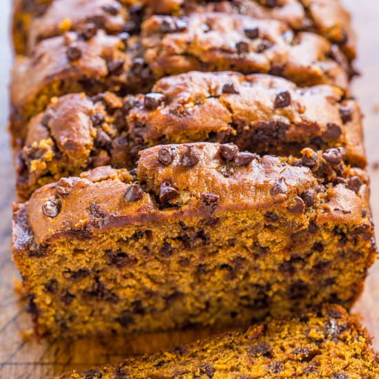 The Best Pumpkin Choc Chip Bread