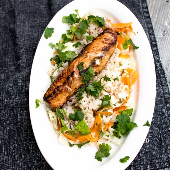 Asian Salmon with Barley-Rice Mix