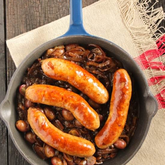 Sausage with Balsamic Onions