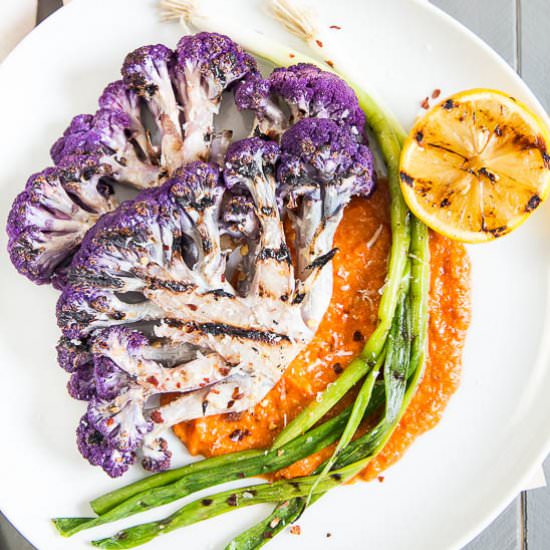 Cauliflower, Scallions & Romesco