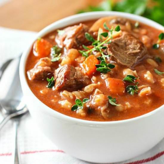 Beef Barley Soup, Slow Cooker