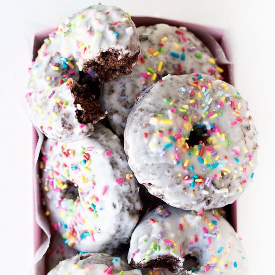 Glazed Chocolate Cake Donuts