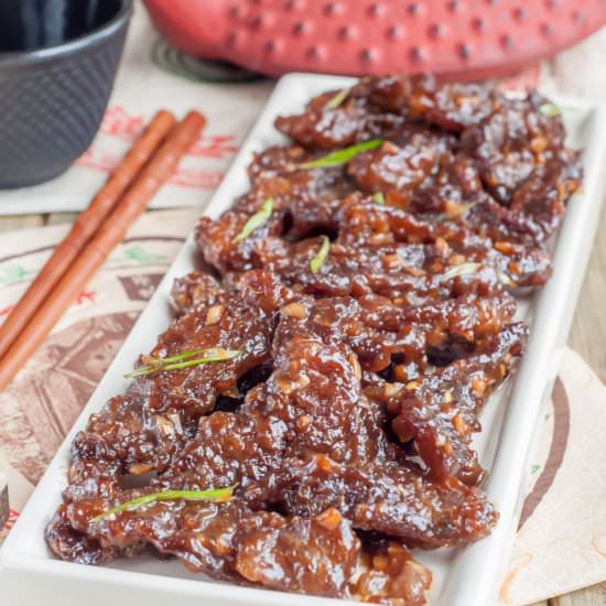 Crispy and Sticky Mongolian Beef