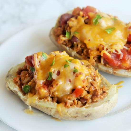 Cheddar Taco Potato Boats