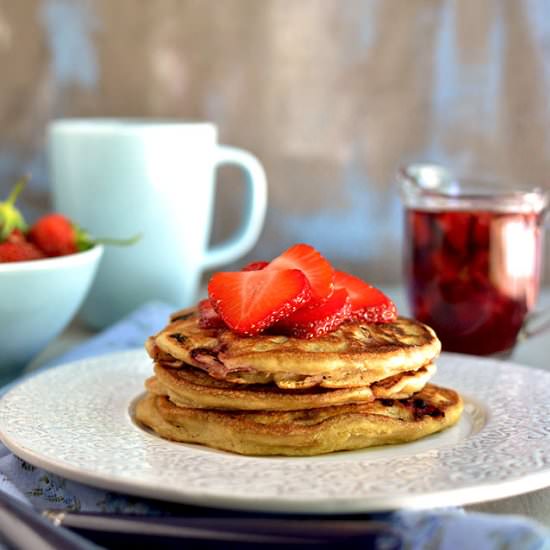 Strawberry Chocolate Chip Pancakes